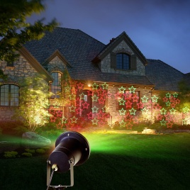 Лазерный проектор для улицы и дома 24V.6 типов проекций, двухцветный (зелёный и красный), с пультом,