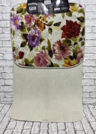 Коврик для ванной "Puffily" 2 предмет прямоугл. 60х100+50*60 см (акварель цветы)PASPAS-137  1/10