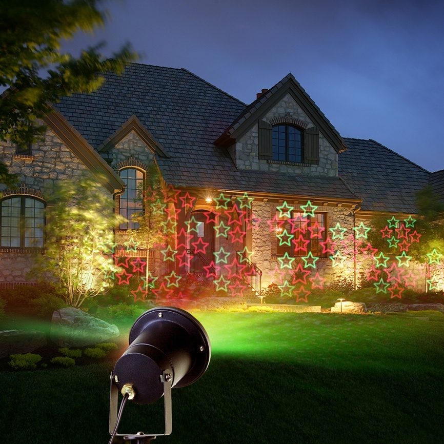 Лазерный проектор для улицы и дома 24V.6 типов проекций, двухцветный (зелёный и красный), с пультом, фото 1
