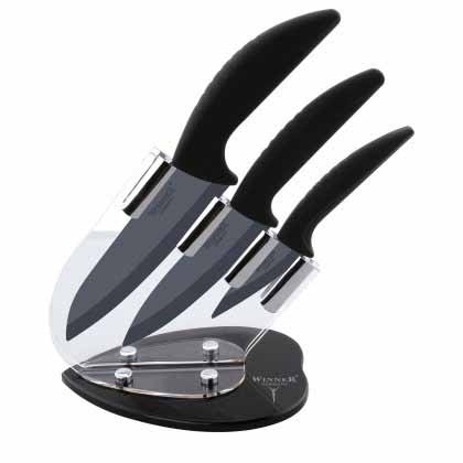 Ножи керам Winner 4 пр: 3 ножа, подставка 1/6 фото 1
