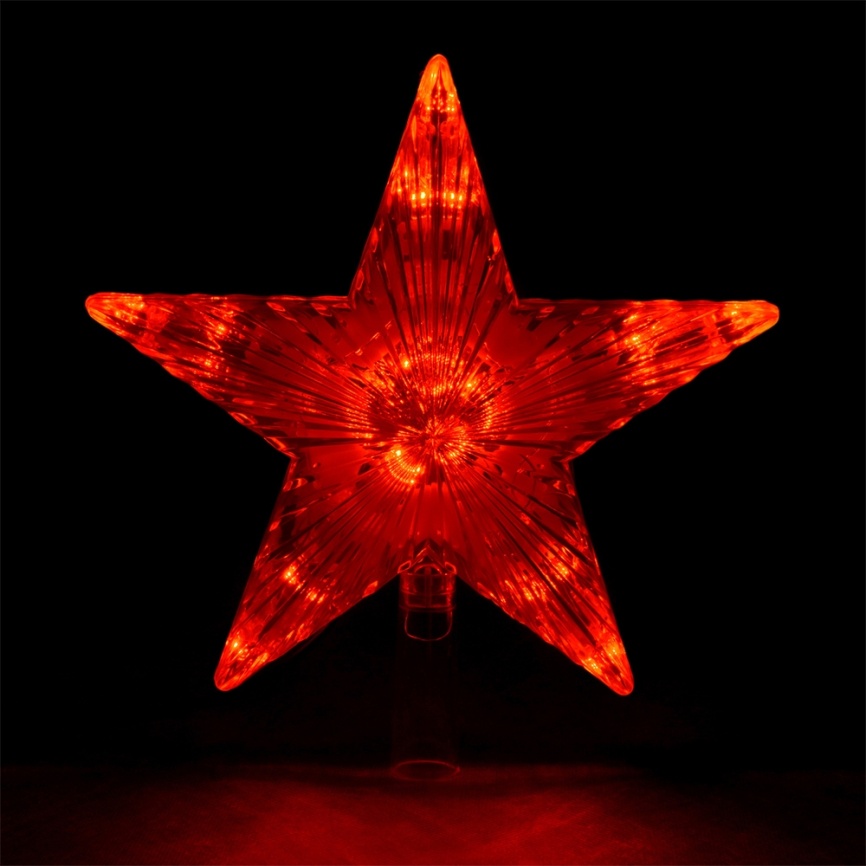 Верхушка на елку "Звезда" красная 10 красных led, зелёный провод 3м,  15*15 см, 220v фото 1