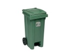 Бак для мусора на колёсах с педалью "Эльф" 80 л.+ фиксатор д/пакета (Зеленый) 1/4