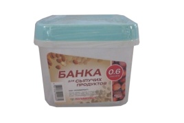 Банка для сыпучих продуктов 0,6л. квадрат. 1/24